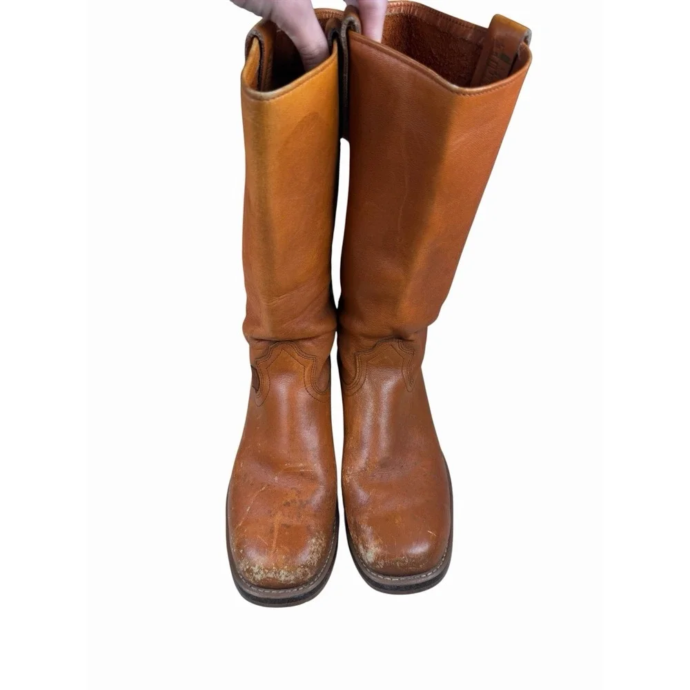 Vintage BIG THUNDER Rust Leather Campus Boots Made in the USA Men's 10.5D